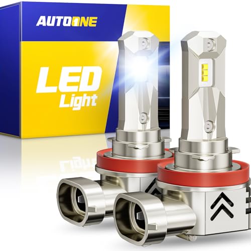 Image of AUTOONE H11 /H9 LED Bulbs, OEM Size Direct Fit 7xBrighter Wireless Plug and Play No Flicker Automotive H8 Light Bulb Replacement for Halogen