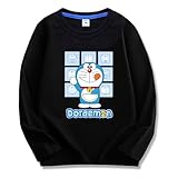 [NCWSDW] ドラえもん 子供服 長袖Tシャツ 春秋 キッズ 男の子 女の子 綿100% 可愛い パジャマ 丸首 プリント トップス ブラック 150CM