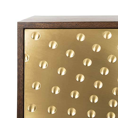 Safavieh Couture Home Dessaray Modern-Art Deco Walnut And Shiny Brass 2-Door Sideboard #TOP6