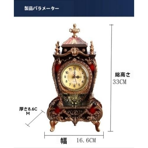 Sailozai ヨーロピアン調 アンティーク風 置き時計 — リビングルーム用装飾マントルクロック（静音スイープ運針・16曲メロディチャイム付き） (ホワイト) [2]
