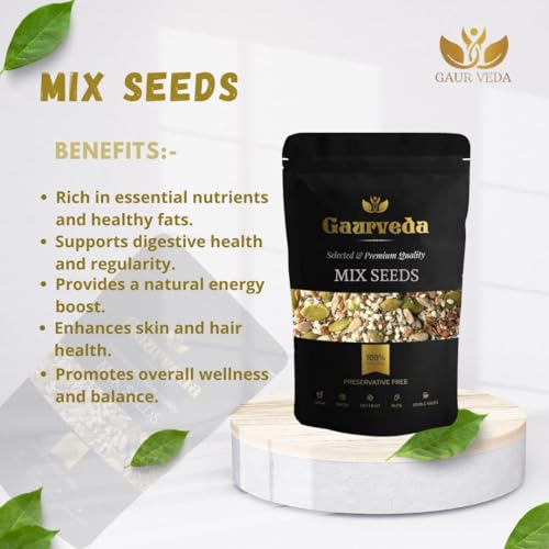Image of GAURVEDA Mix Seeds for eating - 6 Types of Seeds in 1 Pack (250 Grams, Mix Seeds)