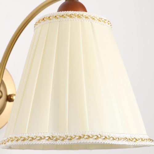 Aplique de pared de tela vintage con flores blancas y acabado dorado para el dormitorio 6