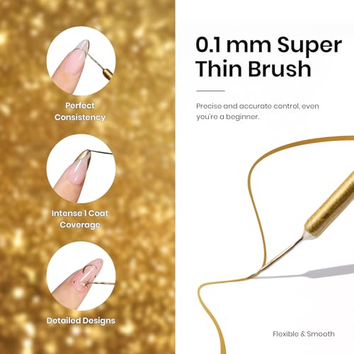 Image of Beetles Metallic Gold Gel Liner 7ml French Tip Gel Polish 3D Mirror Effect