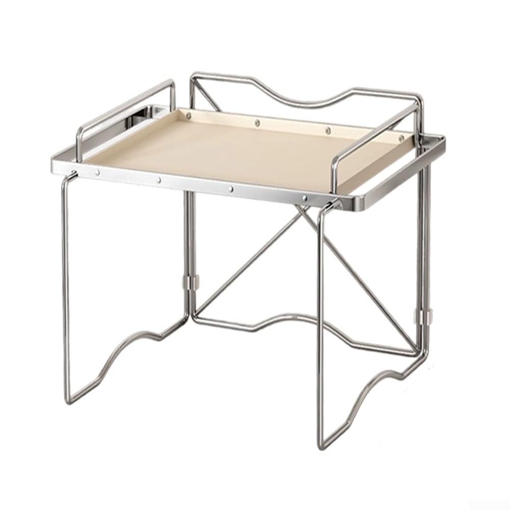 Estante para microondas de cocina pequeña con mesa metálica modular para organizar desayunos