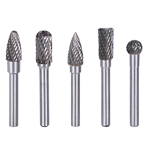Fresa Bit, Home Idol, 5piezas Tungsteno carburo grabado Fresa Fresa de Juego�Bola Fresa de doble cilindro de cono Pi�as Fresa Fresa giratorio broca Dremel Herramienta multifunci�n 6x 10mm