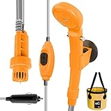 YIWEOG Kit de Cubo Plegable de Ducha eléctrica de 12 V para Camping, Ducha para Viajes, Lavado de Coches, Camping, Senderismo, riego de Plantas con Flores