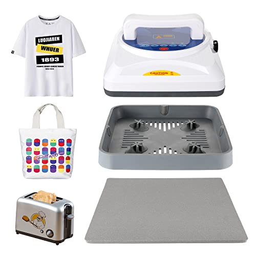 Dyna-Living Prensa térmica, prensa de transferencia de prensa, máquina de prensa en caliente con estera de prensado térmico, prensas de presión EasyPress para ropa, camisetas, zapatos, 25x25 cm, azul Cover