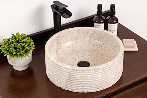 Natural Stone Vessel Bathroom Sink - Brushed Blizz Marble - Vanity Sink #TOP1