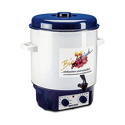 ROMMELSBACHER Glühwein-/Einkochvollautomat KA 1804 - 2-Schicht-Emaillierung, 27 Liter/für 14 Gläser à 1 Liter, stufenlos regelbar, Entsafterschaltung, Zeitschaltuhr, Ablaufhahn, Überhitzungsschutz Cover