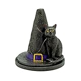 Fantasy Gifts Witches Hat with Black Cat Incense Burner Holder 4.5 Inch