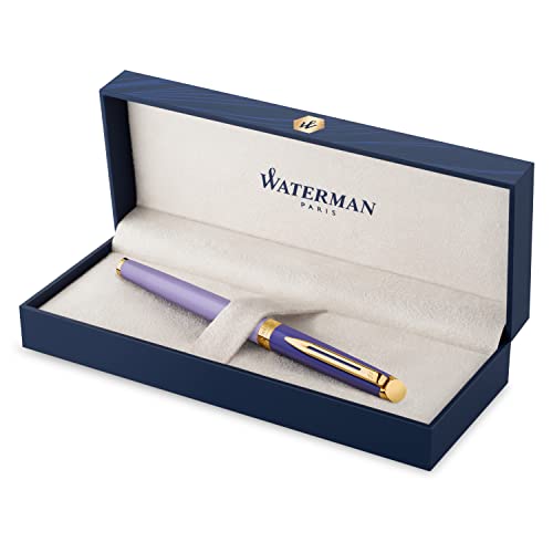 Waterman - Pluma Hemisphere Color Blocking Purple Gt Lila Y Morado En Oferta Waterman Hémisphère - Pluma Estilográfica, Metal Y Laca Morada, Con Borde Recubierto De Oro, Punta Fina Recubierta De Oro, Caja De Regalo