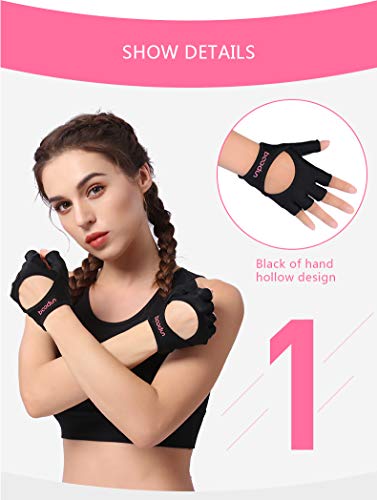 Anser 7150282 Woman Half Finger Girl Short Fingerless Gloves For Indoor Yoga Gym Fitness Body Building Training (Black, Sm) #TOP4