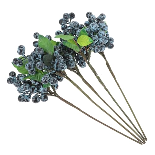 Cabilock 5 Piezas Artificiales decoración botánica selecciones de Frutos Rojos piña Panal Accesorios Manualidades Adornos cumpleaños arándano Ramas de simuladas el plastico Blue
