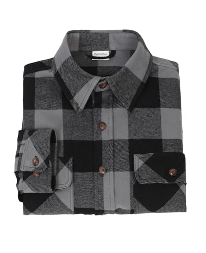 Men's Heavyweight Buffalo Plaid Flannel Shirt Casual Button Down Brushed Flannel Shirts,100% Cotton3