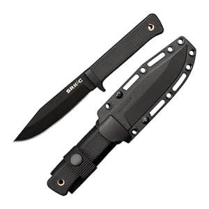 COLD STEEL SRK Compact 5″ SK-5 Clip Point Razor-Sharp Blade 4.5″ Durable Kray-Ex Handle Tactical Fixed Blade Knife w/Secure-Ex Sheath