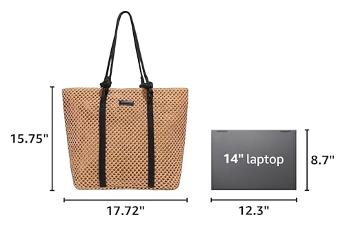 Bolso tote de paja para mujer tejido a crochet miniatura 3