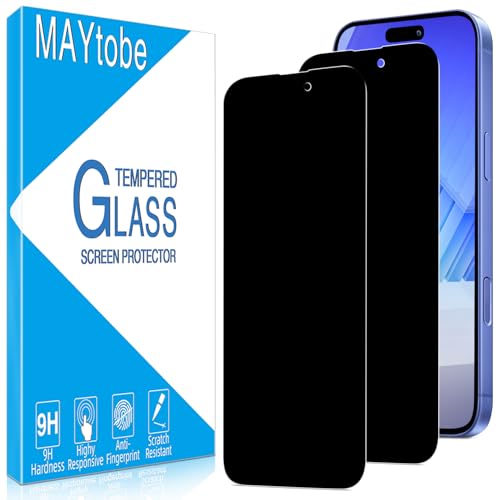 MAYtobe [2-Pack Privacy Screen Protector for iPhone 16 Plus Tempered Glass Anti Spy No Bubbles Anti Scratch Easy to Install