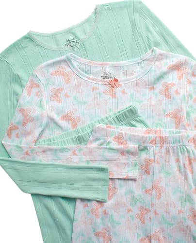Rene Rofe Girls' Pajama Set - 4 Piece Snug Fit Cotton Sleepwear Set (2T-12)3