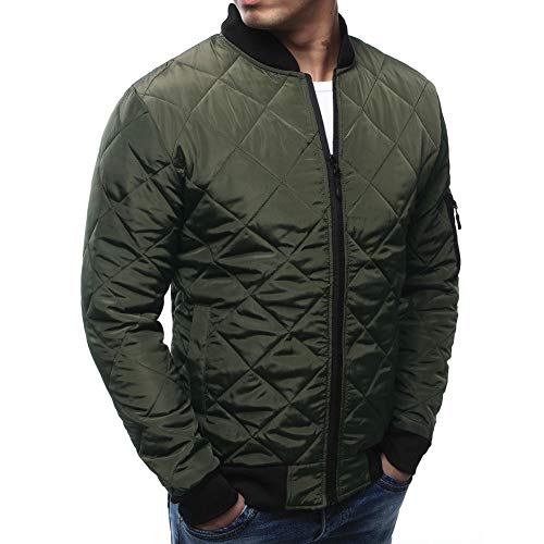 Mens Flight Bomber Jacket Diamond Quilted Varsity Jackets Winter Warm Padded Coats Outwear2