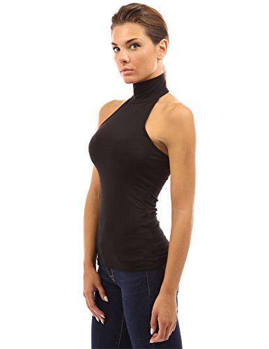 PattyBoutik Women Halter Turtleneck Open Back Blouse (Black Large) - Thumbnail 3