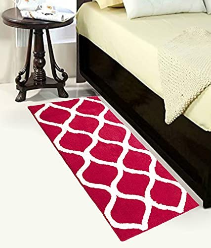 Image of Anti Skid Bedside Runner Carpet | Mat for Bedroom, Living Room, Floor and Home Decor (Red, 2x5)
