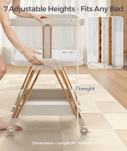 Image of Fodoss Baby Bassinets Bedside Sleeper - 3-in-1 Stable Bassinet for Newborns