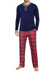 Navy Button Top&red Plaid Pant