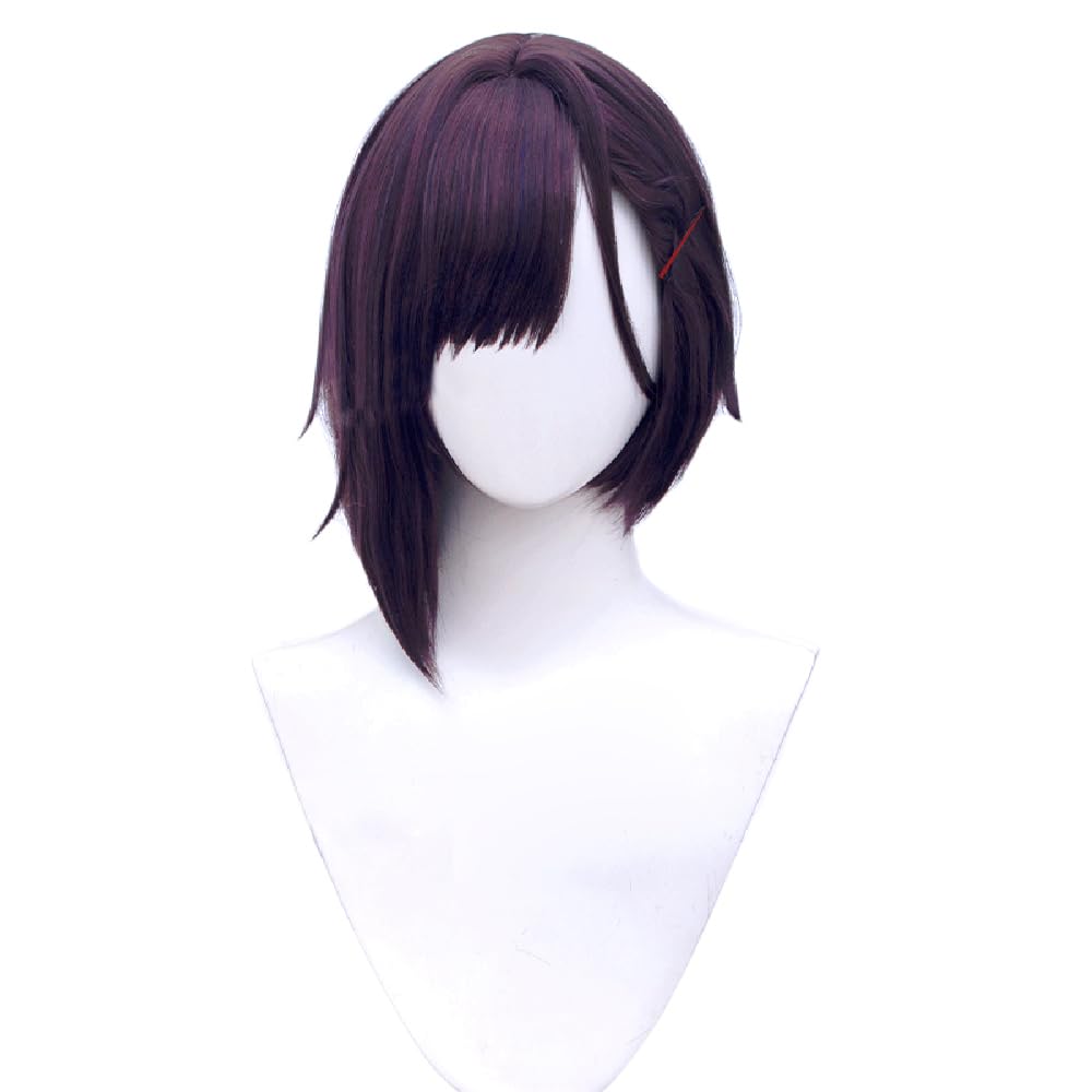 Anime Shizuka Mikazuki Wig Hair Clip Short Plum Straight Party Hair Halloween Cosplay Props Accessory