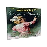 3dRose, Breakfast Shredded Wheat Schoolgirl in Pink and White Advertisement, Museum Grade Canvas Wrap 14x11