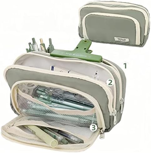 Estuche para lápices de gran capacidad, 3 compartimentos, bolsa grande para lápices, estuche organizador de almacenamiento simple, artículos de