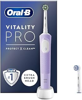 Oral-B Vitality Pro fioletowa elektryczna szczoteczka do zębów, 2 głowice szczoteczki do zębów, zaprojektowana przez Braun