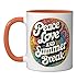 Peace Love And Summer Break Vacation Teacher Student Retro Ceramic Mug, Orange/White
