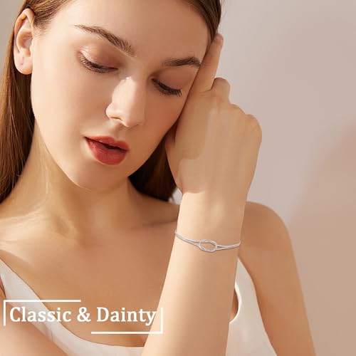 QianSiLi Mother Daughter Best Friend Love Knot Bracelet Snake Chain Infinity Bracelets for Women Friendship Birthday Valentine's Day Christmas Gifts for Daughter Friend Women Her3