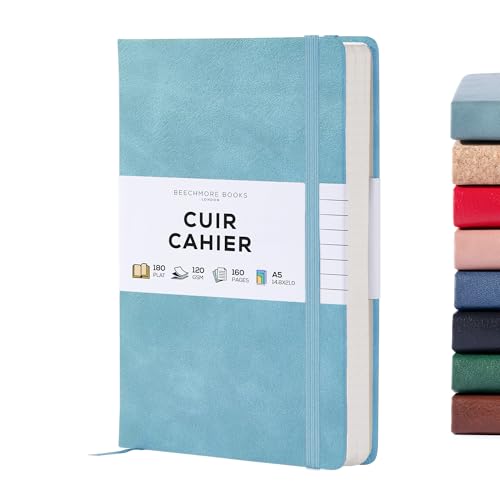 Carnet de notes A5 sarcelle en cuir vegan avec papier premium 120g