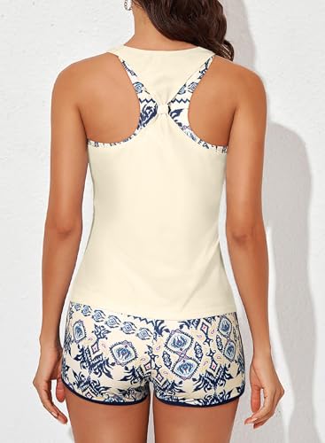 Image of Aleumdr Womens Athletic 3 Piece Tankini Swimsuits with Shorts Swim Tank Tops with Sports Bra and Boyshorts Bathing Suits
