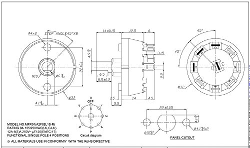 Electronics-Salon 1Pcs Sp3T 8A/250V 1 Pole 3 Way Rotary Switch, With Knob. #TOP4