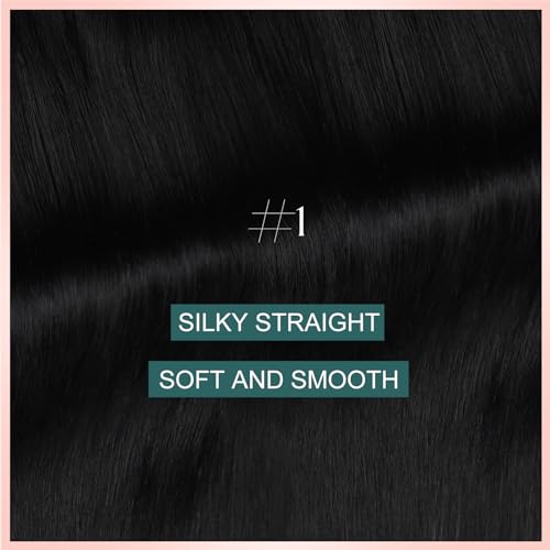 Image of Easyouth Invisible Human Hair Wire Extensions Black Hair Extensions Wire Hair Jet Black Wire Hair Extension Human Hair Add Length and Volume Secret Fish Line Human Hair Extension 14 Inch 70g