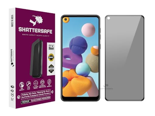 Image of Anti-Spy Privacy Tempered Glass Compatible For Samsung Galaxy A21 / A21s [Pack of 1]. 9H Hardness, Anti-Scratch, Edge-to-Edge Protection With Easy Installation Kit & Case Friendly Fit.