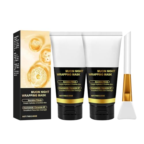 Máscara de envoltura nocturna con cepillo, máscara facial de colágeno, hidrata la piel durante la noche, mejora la vitalidad de la piel, repara la barrera de la piel, reduce la flacidez, las arrugas y