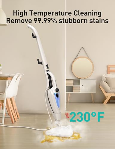 Image of Aspiron 12-in-1 Steam Mop, Fast 15-Sec Heat-Up, 1500W Detachable Handheld Steam Cleaner with 2 Dirt Grip Pads, Removes 99.99% Stubborn Stains for Hardwood Floors, Windows, Tiles, Furniture, Black