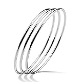 Meilanduo 925 Sterling Silver 2mm High Polished Round Circle Bangle Shiny Minimalist Bangle Bracelet