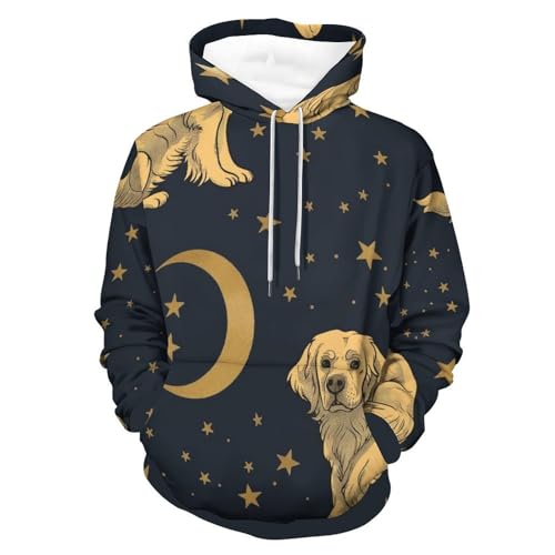 Sweat à Capuche Chien étoilé Hoodie Unisexe Taille S en Noir