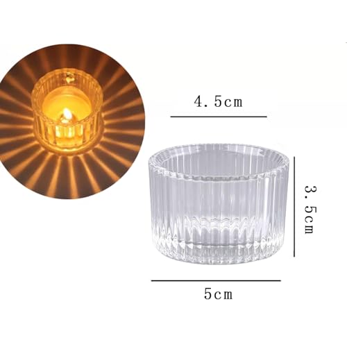 12 Stück Teelichthalter, Kerzenhalter Glas 4.5cm x 3.5cm Clear Teelichter Glas, Kerzengläser, Teelichtgläser, Mini Teelichthalter, for Birthday Party, Table Decoration Home Decoration & Wedding