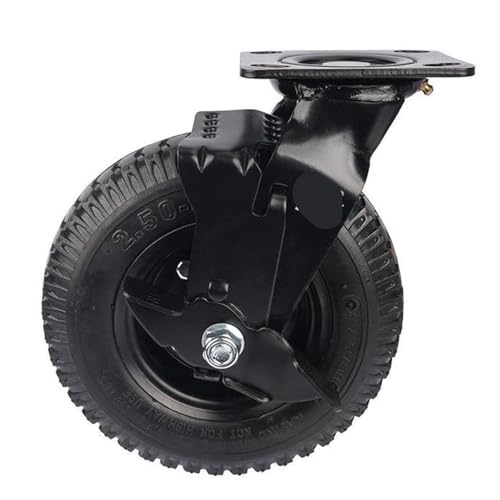 1 Piece Factory Heavy Duty 8 inch Pneumatic Rubber Wheel Side Brake air Hotel Luggage Trolley Caster Universal