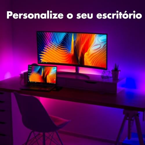 Fita LED RGB 16 Cores á Prova d' àgua 5 metros Com Fonte e Controle Remoto Gamer Festas Decoração B
