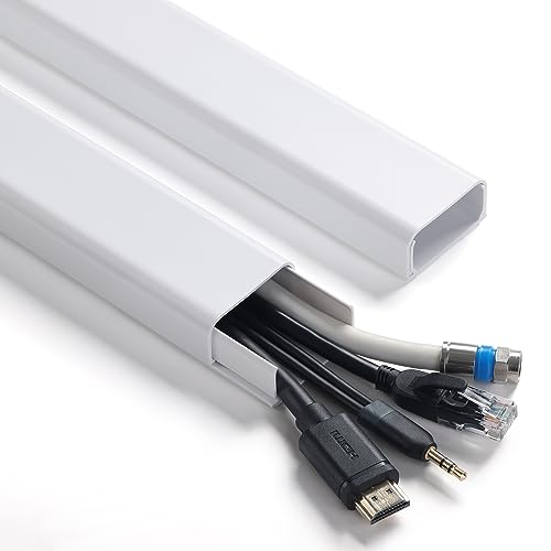 Image of ZhiYo 6 ft Cord Covers for 4-7 Wires on Wall, White, 2 Pack (3 ft Each)