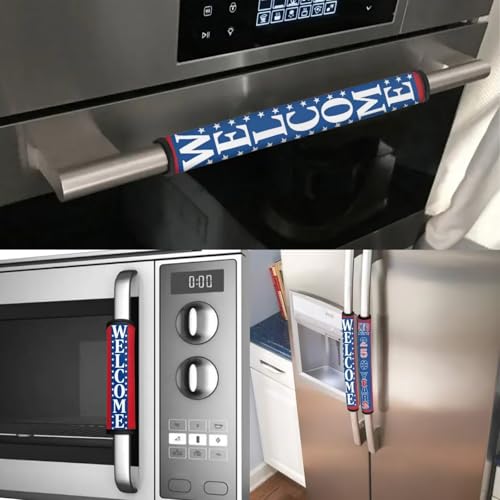 Image of 250th Anniversary of America Fridge Handle Covers Set of 6 Washable Kitchen Appliances Gloves Anti-Static Refrigerator Handle Protector Microwave Oven Dishwasher Handles Protector