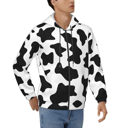 Sweat à capuche décontracté pour homme à manches longues imprimé vache