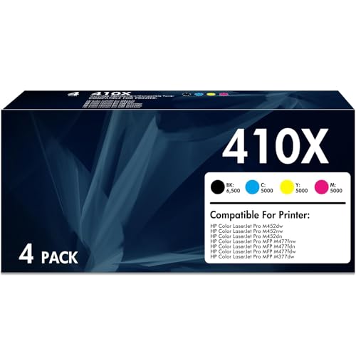 OnmiToner 410X 410A Kompatible für HP 410X Toner Set für HP Color LaserJet Pro MFP M477fnw M477fdw M477fdn M377dw M452dw M452nw M452dn (Schwarz Cyan Gelb Magenta 4er-Pack)