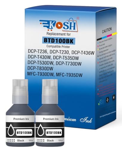 Image of KOSH BTD100 Refill Ink Compatible with Brother DCP-T236, DCP-T230, DCP-T436W, DCP-T430W, DCP-T535DW, DCP-T530DW, DCP-T730DW, DCP-T830DW,MFC-T930DW Printers